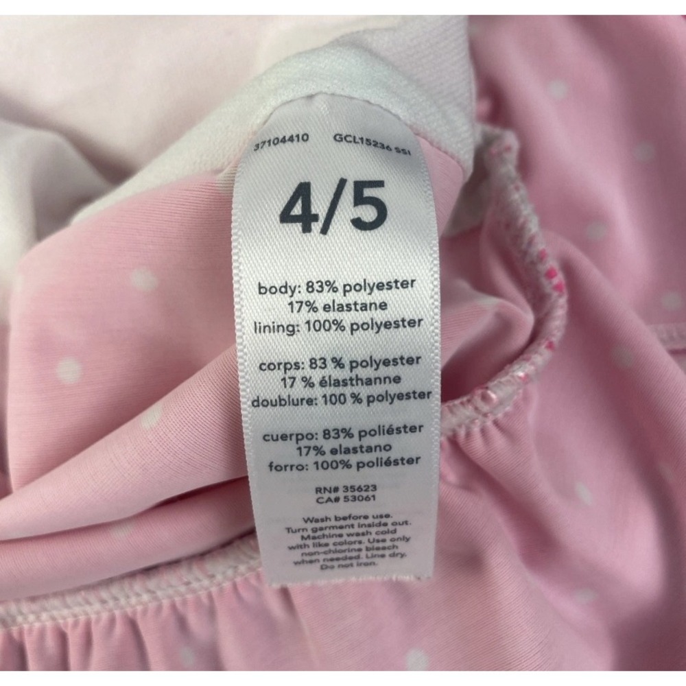 Carters Pink Polka Dot Flamingo Rash Guard Swim Top Ruffle Hem Size 4 5 - Picture 6 of 7